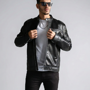 Vintage Style Leather Biker Jacket - Luxury Outerwear