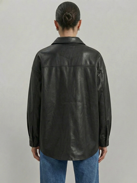 Nappa Black Leather Shirt