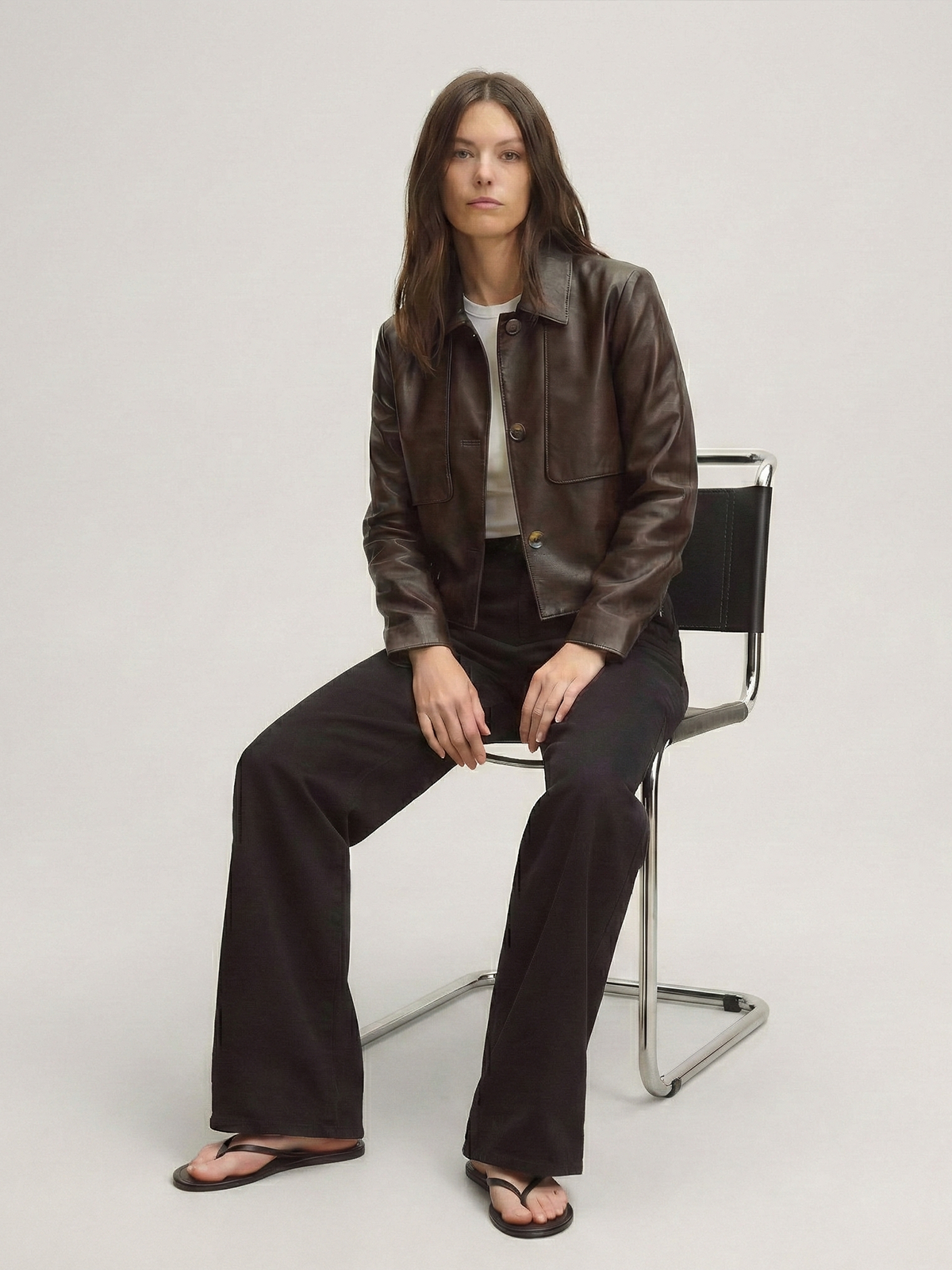 Minimalist Cropped Leather Jacket