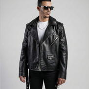 Black Leather Biker Jacket – Asymmetrical Zipper Moto Jacket