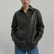 Nappa Black Leather Shirt