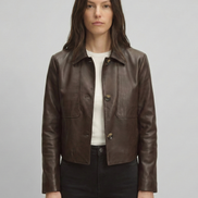 Minimalist Cropped Leather Jacket