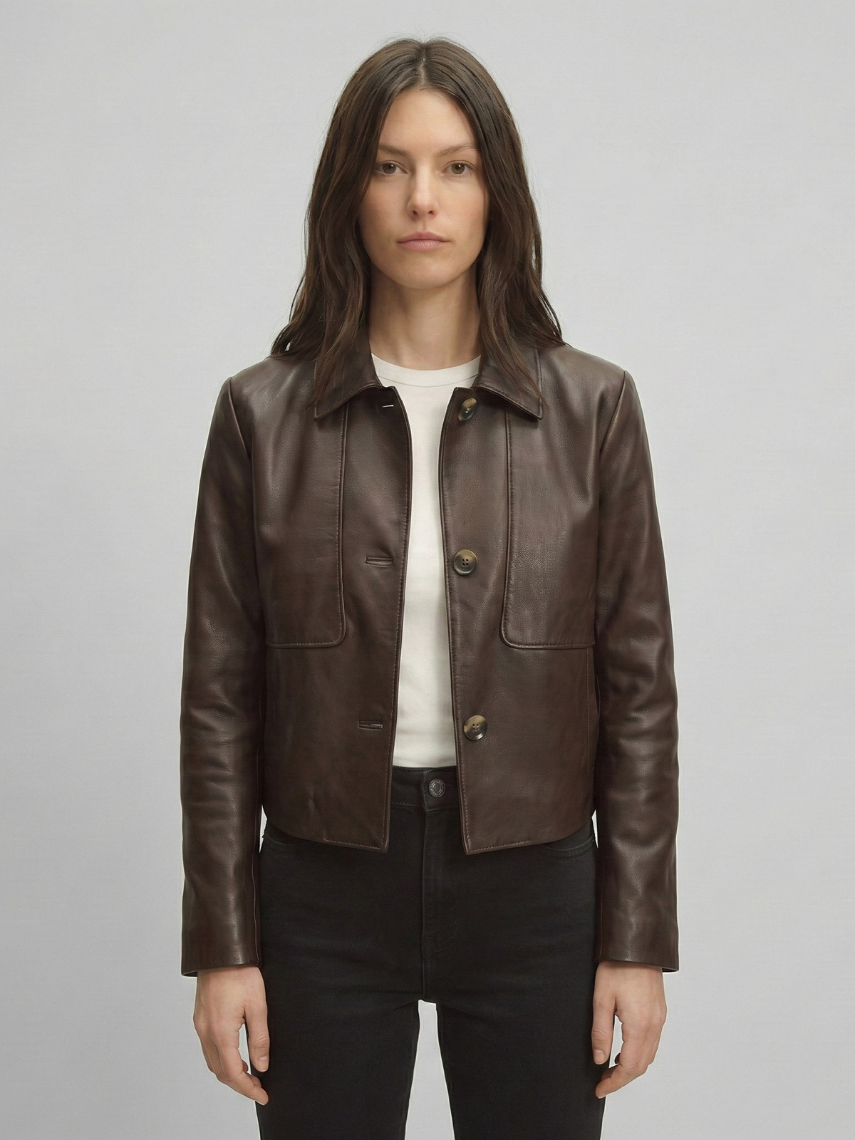 Minimalist Cropped Leather Jacket