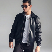 Vintage Leather Bomber Jacket for Mens -  Casual Streetwear Relaxed Fit Lightweight Jackets