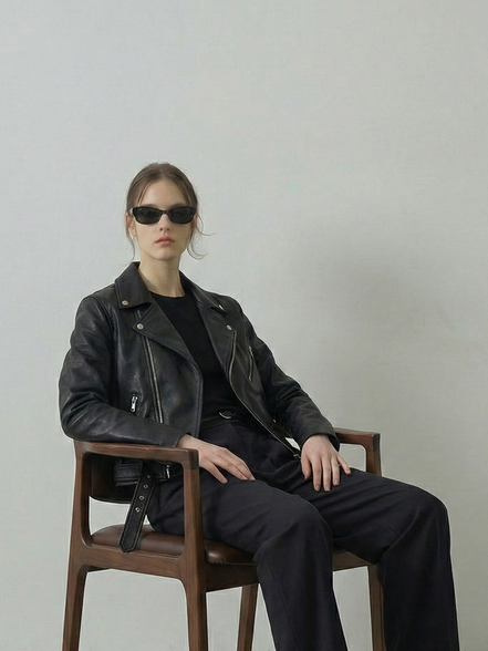 Women's Black Leather Biker Jacket – Stylish Moto Design