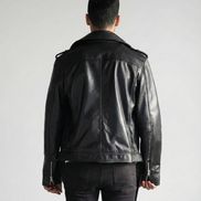 Black Leather Biker Jacket – Asymmetrical Zipper Moto Jacket