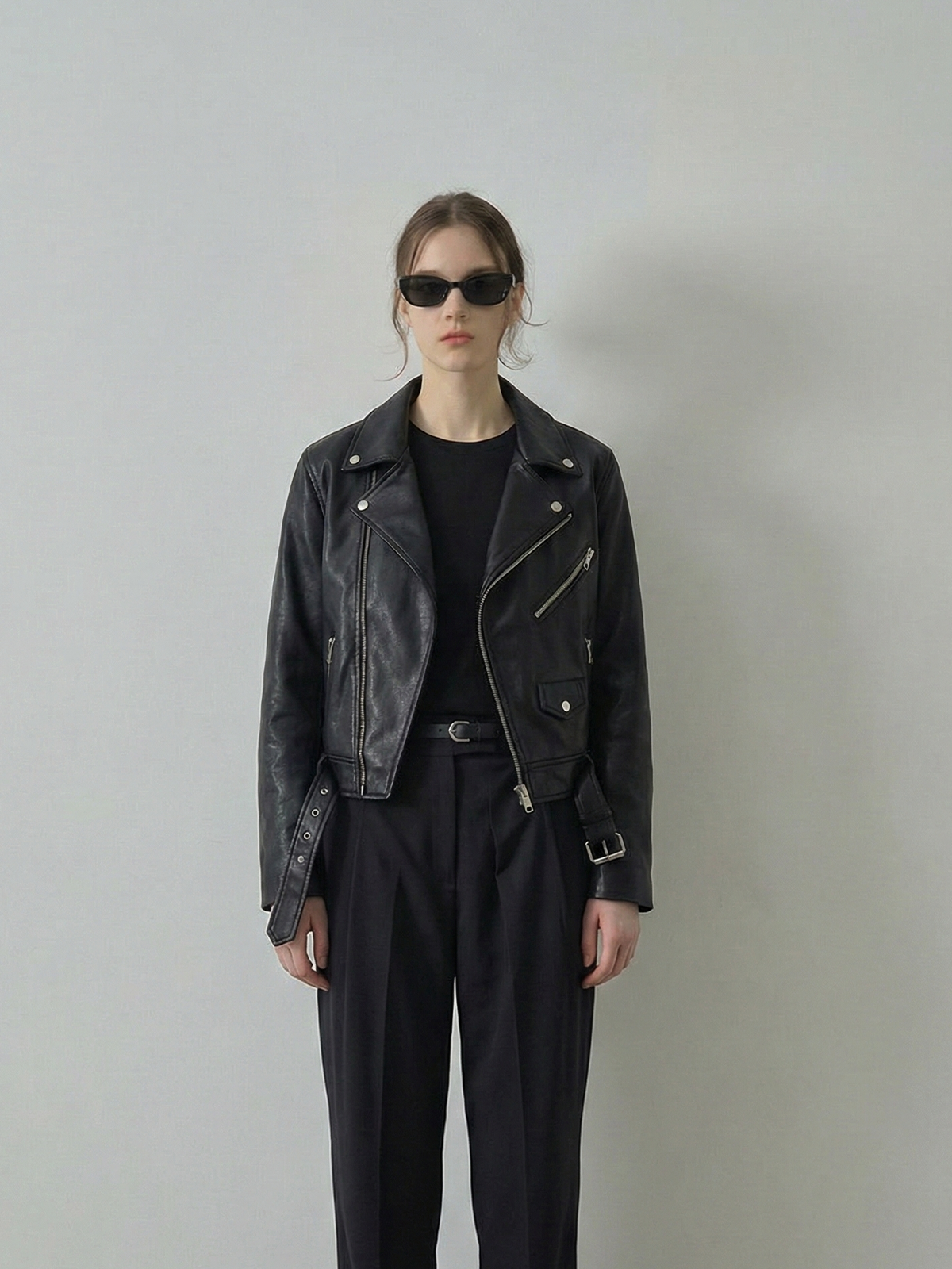 Women's Black Leather Biker Jacket – Stylish Moto Design