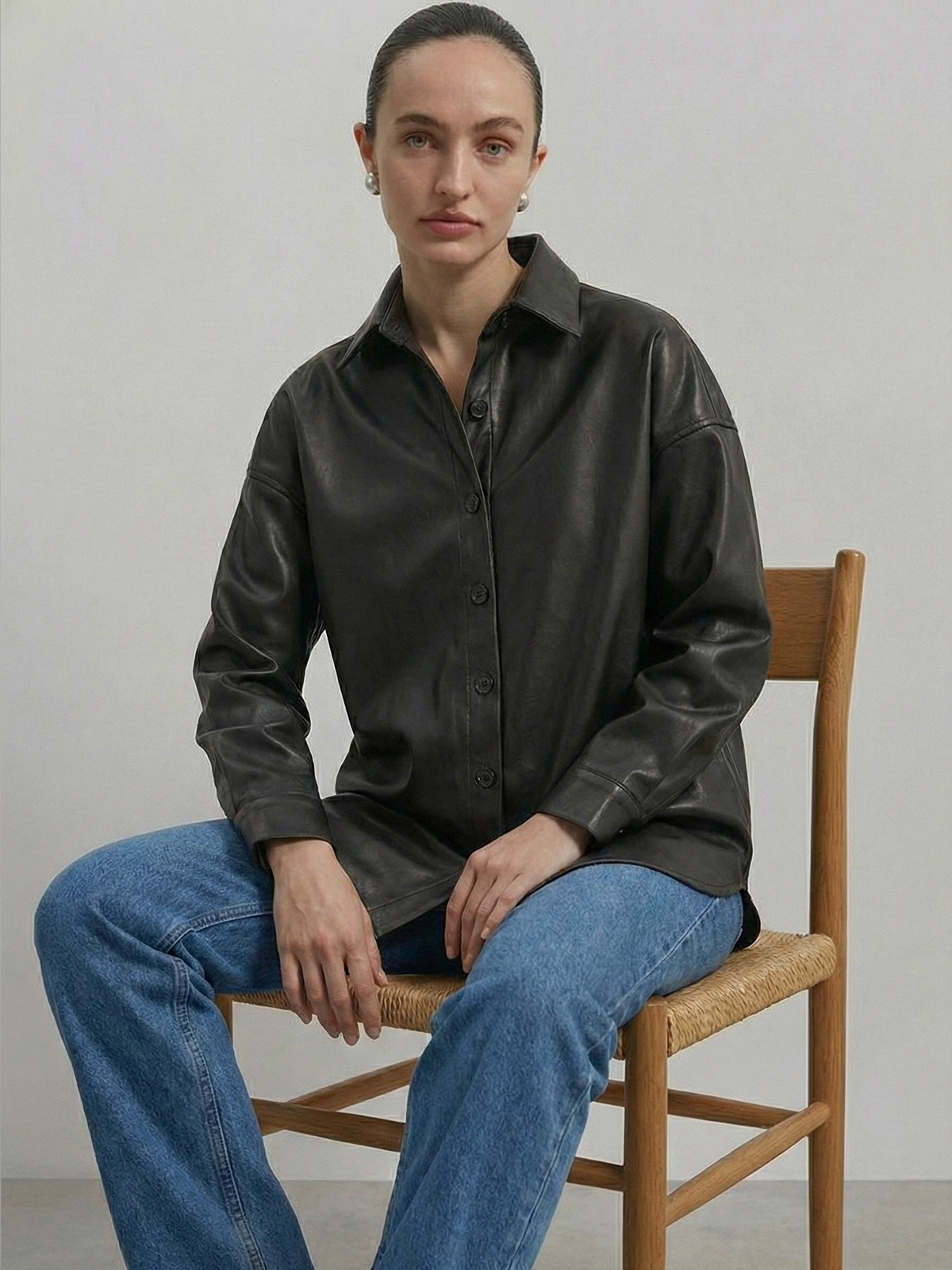 Nappa Black Leather Shirt