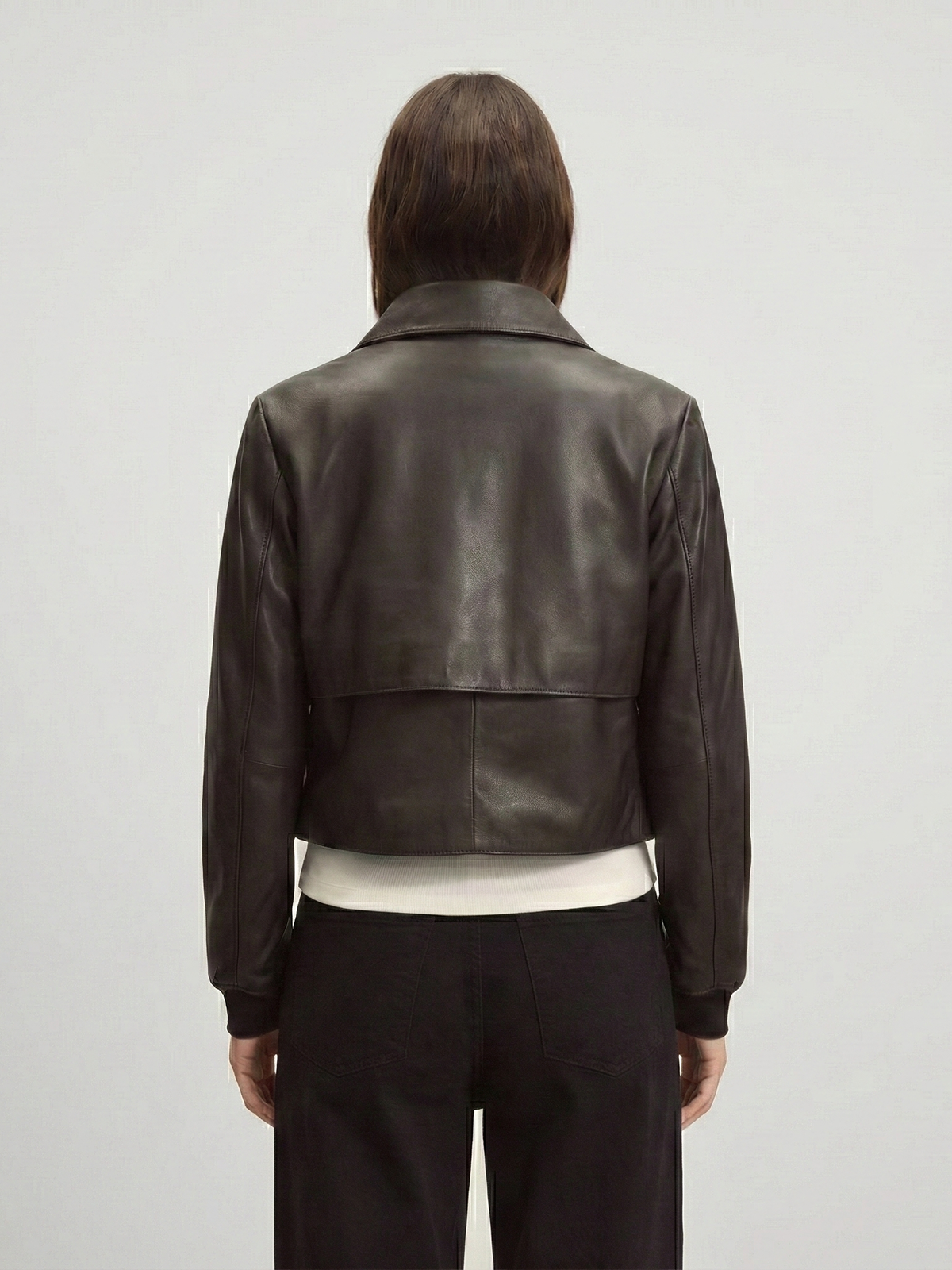 Minimalist Cropped Leather Jacket