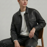 Vintage Oversized Leather Bomber Jacket