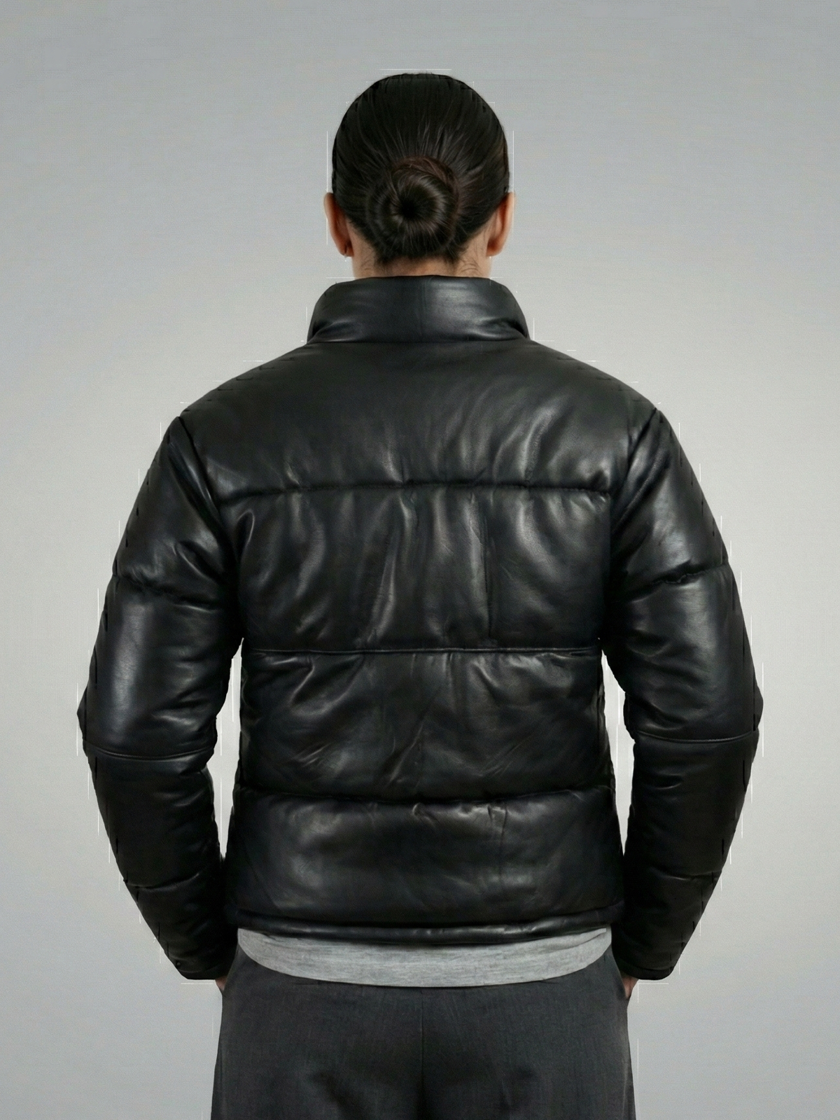 Women's Puffer Leather Jacket : Fashion Bomber Style