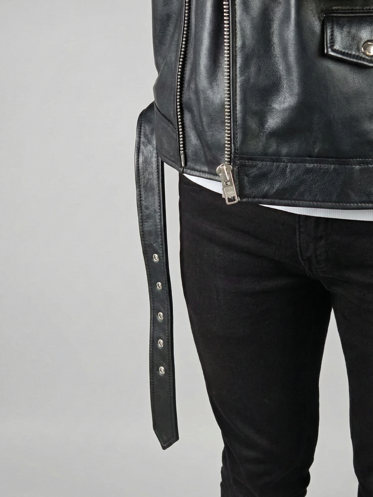 Black Leather Biker Jacket – Asymmetrical Zipper Moto Jacket