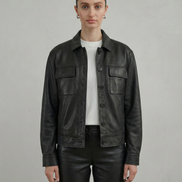 Vintage Oversized Leather Bomber Jacket