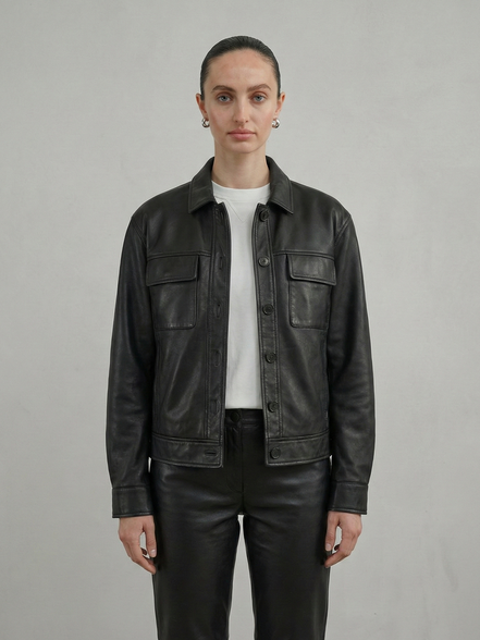 Vintage Oversized Leather Bomber Jacket