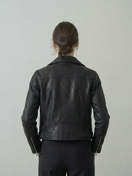Women's Black Leather Biker Jacket – Stylish Moto Design