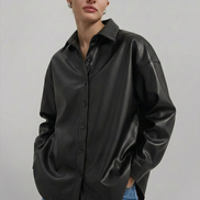 Nappa Black Leather Shirt