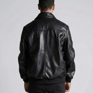 Vintage Leather Bomber Jacket for Mens -  Casual Streetwear Relaxed Fit Lightweight Jackets