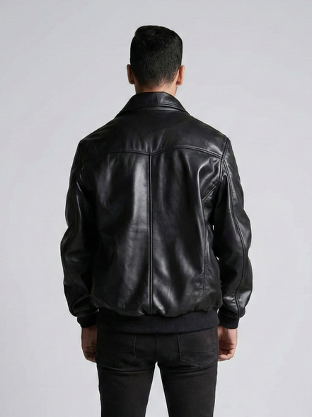 Vintage Leather Bomber Jacket for Mens -  Casual Streetwear Relaxed Fit Lightweight Jackets