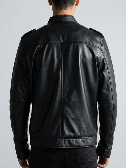 Vintage Style Leather Biker Jacket - Luxury Outerwear