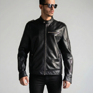 Vintage Style Leather Biker Jacket - Luxury Outerwear