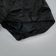 Men's Oversized Black Leather Bomber Jacket Baggy Streetwear Style, Relaxed Fit,Loose-Fit Fashion