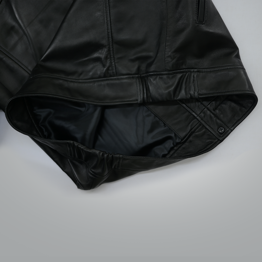 Men's Oversized Black Leather Bomber Jacket Baggy Streetwear Style, Relaxed Fit,Loose-Fit Fashion