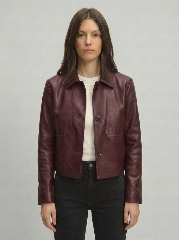 Minimalist Cropped Leather Jacket