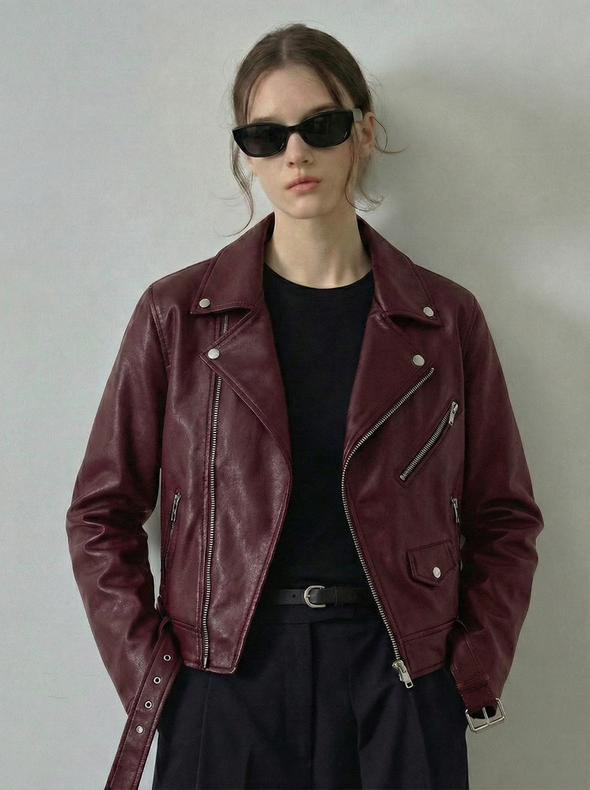 Women's Black Leather Biker Jacket – Stylish Moto Design