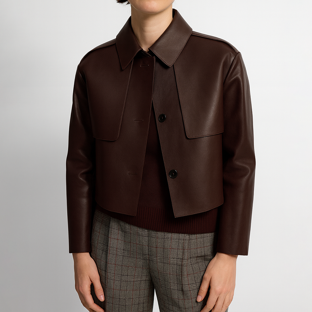 Minimalist Cropped Leather Jacket