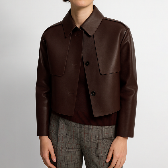 Minimalist Cropped Leather Jacket