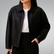 Vintage Oversized Leather Bomber Jacket