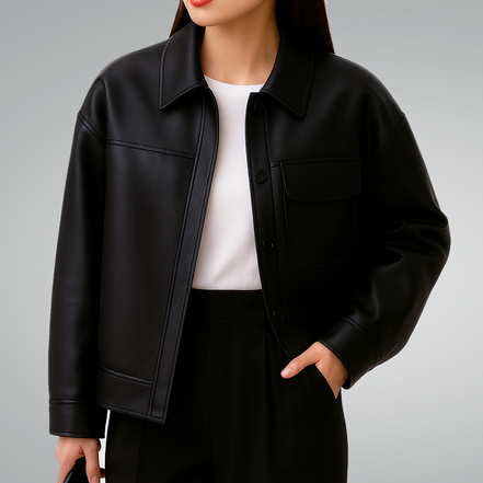 Vintage Oversized Leather Bomber Jacket