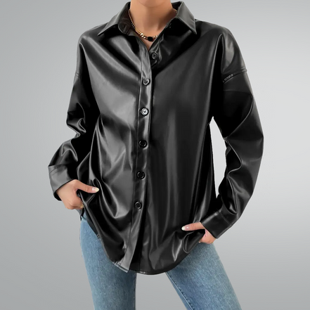Nappa Black Leather Shirt