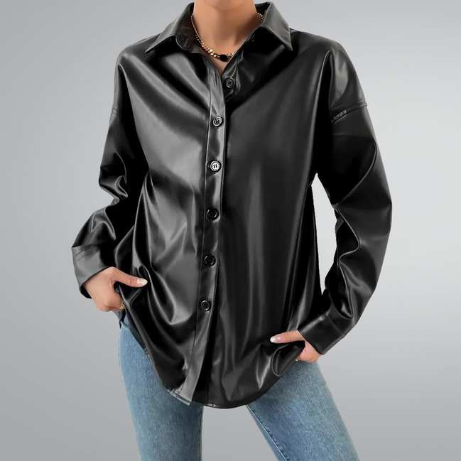 Nappa Black Leather Shirt