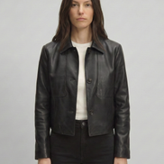 Minimalist Cropped Leather Jacket