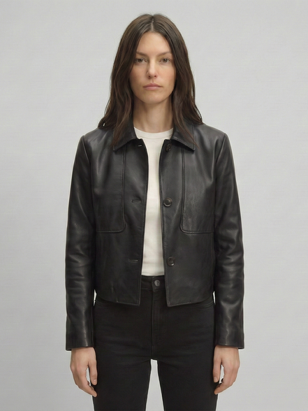 Minimalist Cropped Leather Jacket