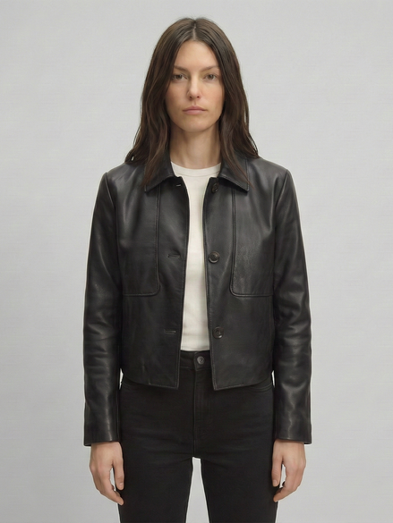 Minimalist Cropped Leather Jacket